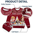 Dog Lovers,Dog Couple,Dog Mom,Dog Dad,Christmas,Top Market,Happy - Merry Woofmas Couple Dog Mom Dad - Personalized Unisex Ugly Sweater