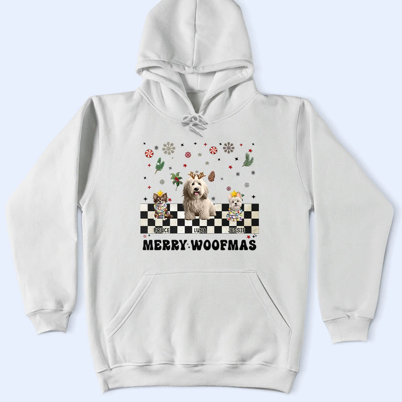 Happy, Dog Lovers, Christmas - Merry Woofmas Retro - Personalized T Shirt