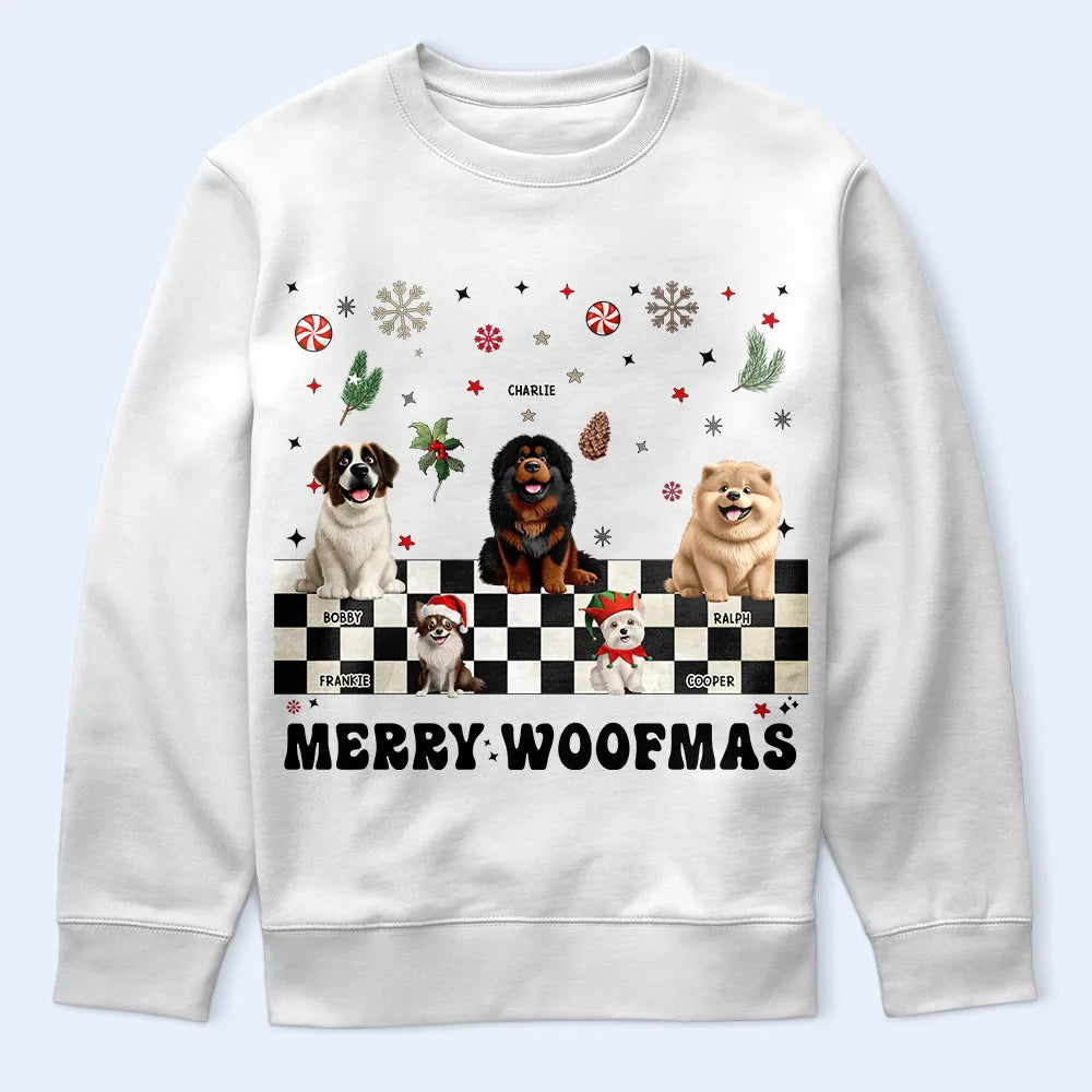 Happy, Dog Lovers, Christmas - Merry Woofmas Retro - Personalized T Shirt