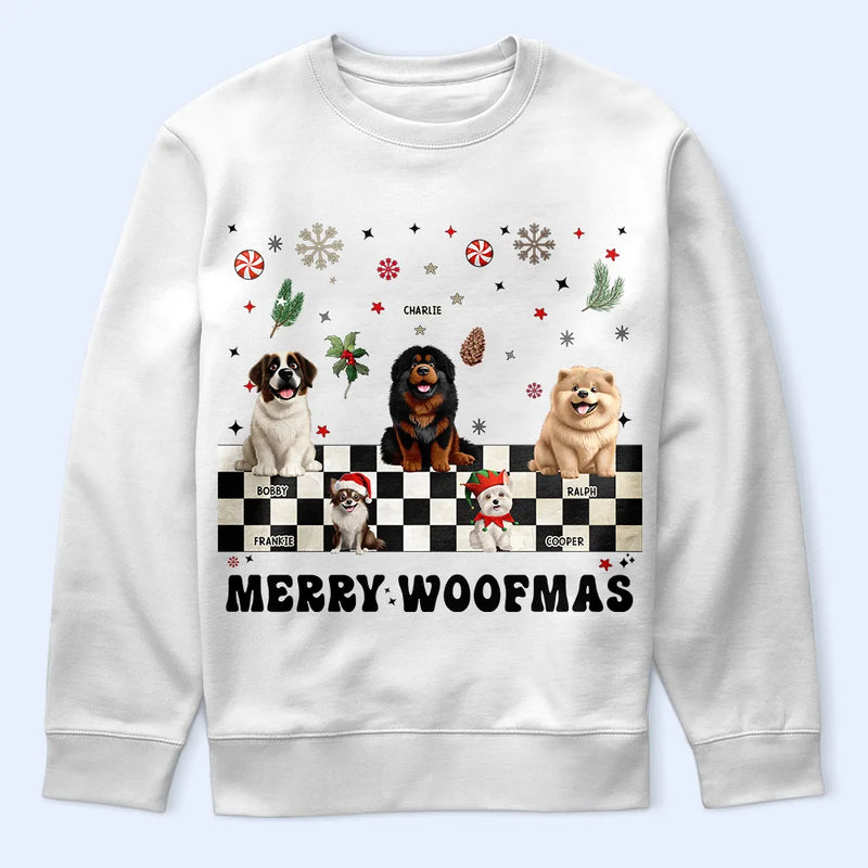 Happy, Dog Lovers, Christmas - Merry Woofmas Retro - Personalized T Shirt