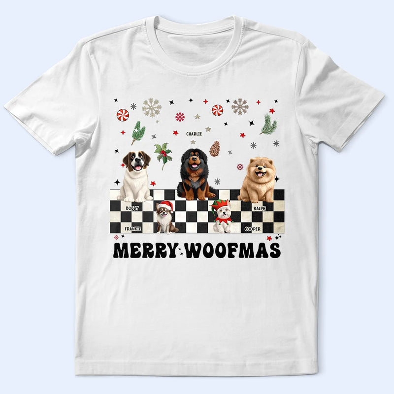 Happy, Dog Lovers, Christmas - Merry Woofmas Retro - Personalized T Shirt