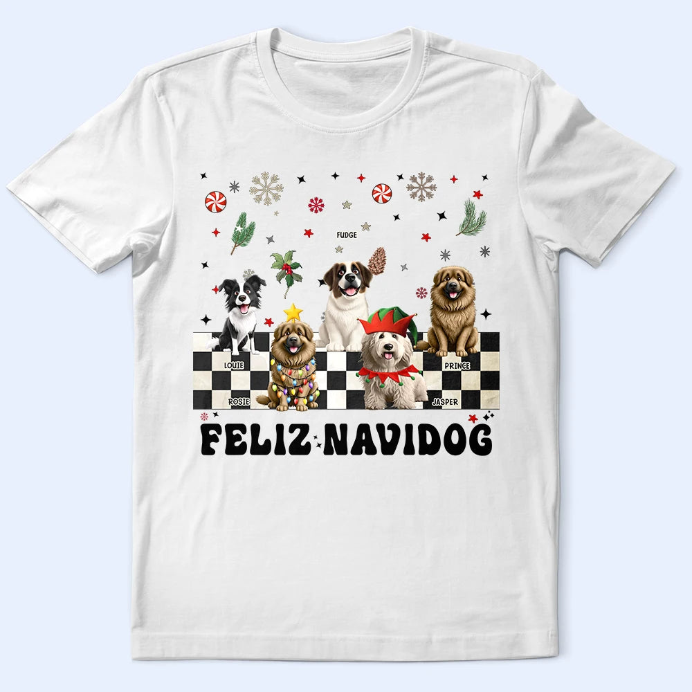 Happy, Dog Lovers, Christmas - Merry Woofmas Retro - Personalized T Shirt