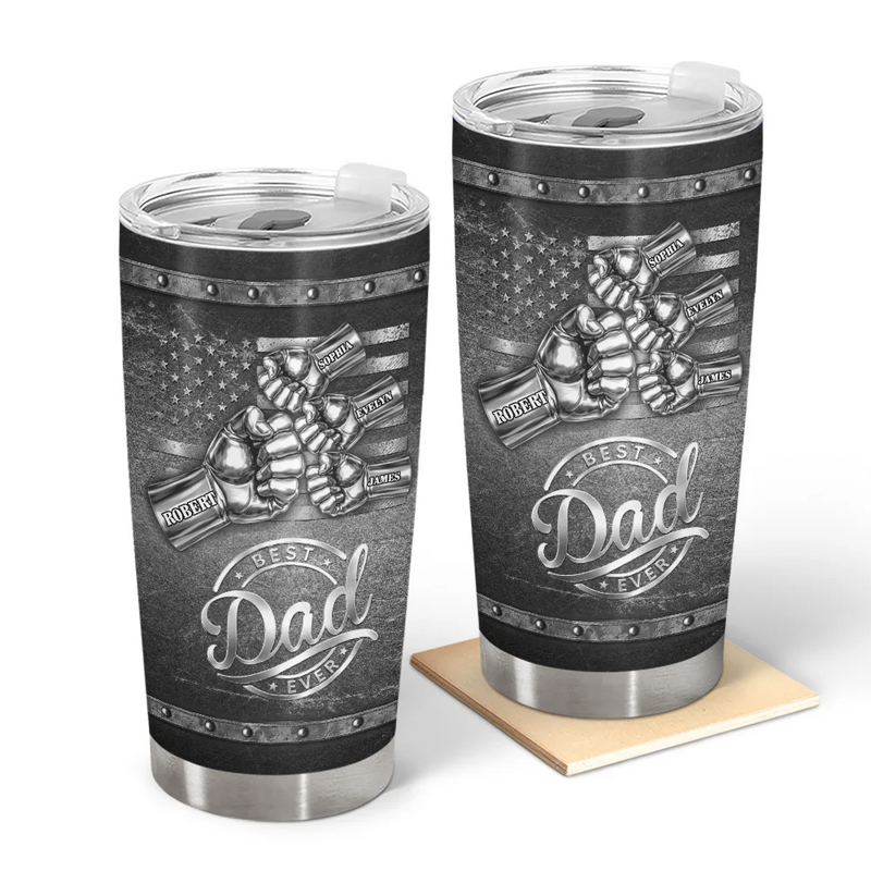 Gift For Father,Gift For Grandpa,Independence Day,Icon,Confident - Metal Effect Best Dad Grandpa Ever - Personalized Tumbler