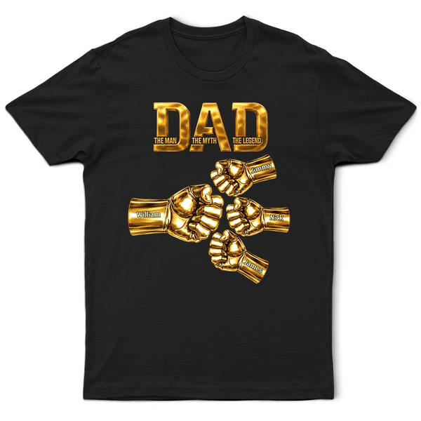 Gift For Father,Top Market,Non-Eng,Icon,Confident - Metal Effect Dad The Man The Myth The Legend Hand Punch - Personalized T Shirt