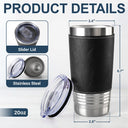 Metal Effect Hand Punch Best Dad Ever - Personalized Leather Tumbler