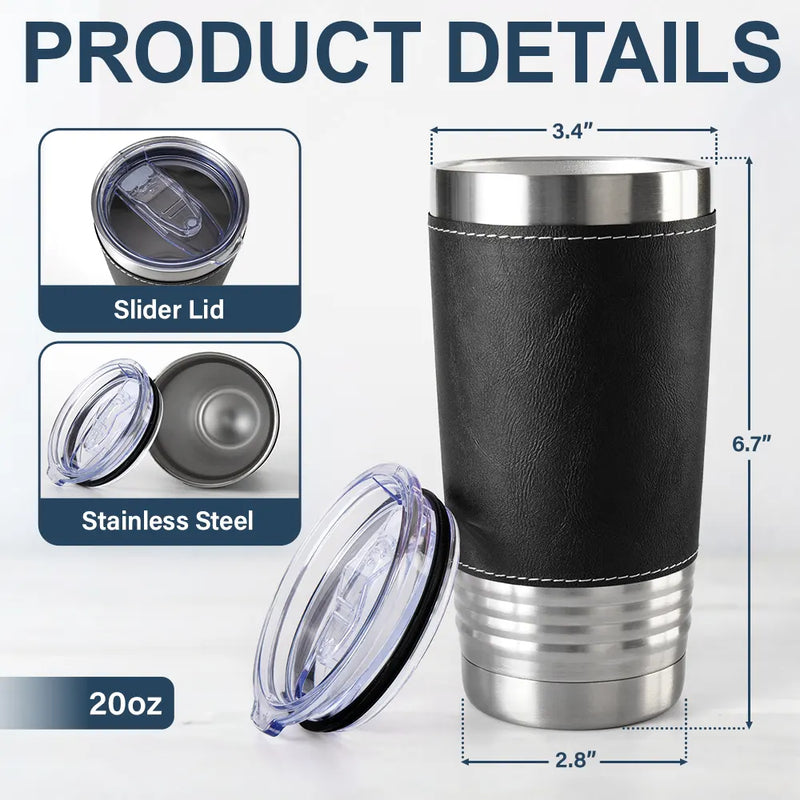 Metal Effect Hand Punch Best Dad Ever - Personalized Leather Tumbler