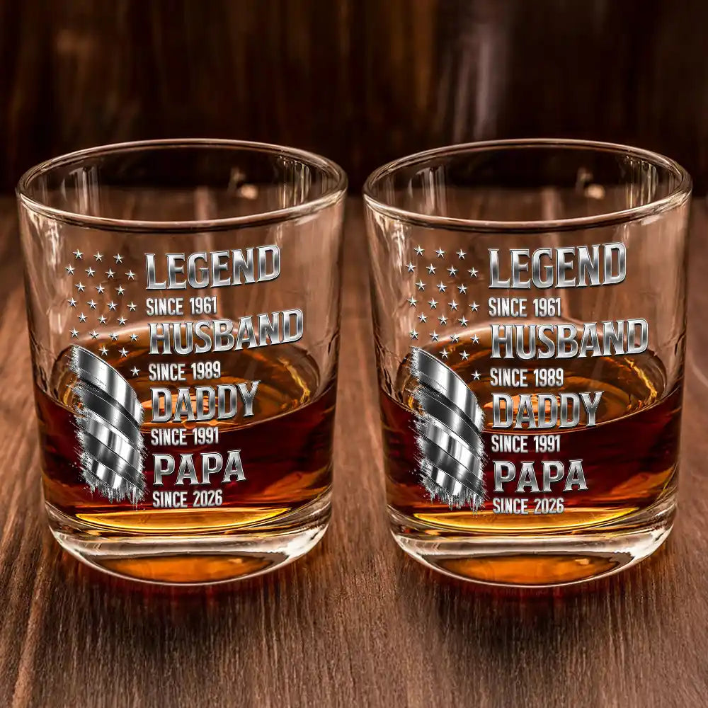 Gift For Grandpa,Gift For Father,Gift For Men,Happy,Proud - Metal Effect Legend Husband Dad Grandpa - Personalized Whiskey Glass