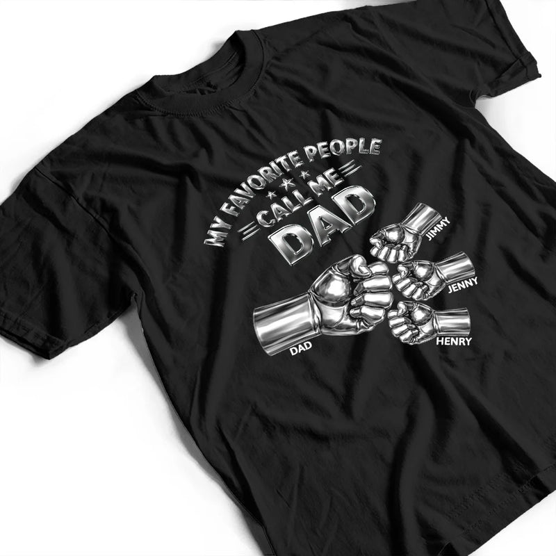 Gift For Grandpa,Proud,Icon - Metal Effect My Favorite People Call Me Papa - Personalized T Shirt