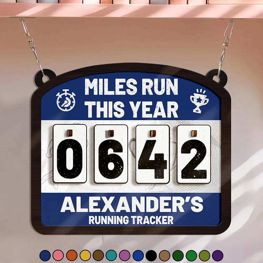Miles Run This Year - Personalized Hanging Tracker Sign
