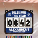 Gift For Women, Gift For Men, Gift For Yourself, Happy - Miles Run This Year - Personalized Hanging Tracker Sign