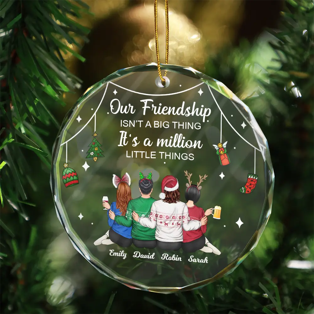 Christmas, Gift For Bestie, Happy - Million Little Things Friendship - Personalized Circle Glass Ornament