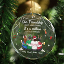 Christmas, Gift For Bestie, Happy - Million Little Things Friendship - Personalized Circle Glass Ornament