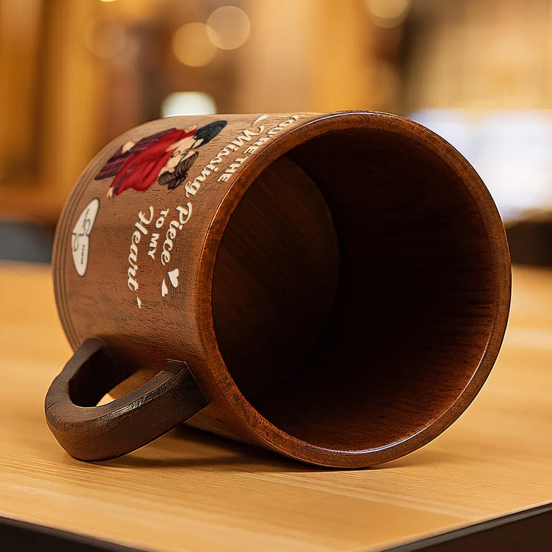 Gift For Couples,Gift For Husband,Gift For Wife,Gift For Boyfriend,Gift For Girlfriend - Missing Piece To My Heart - Personalized Wooden Mug
