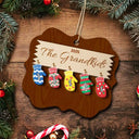 Mittens With Grandkids Names - Christmas Gift For Grandparent - Personalized 2-Layered Wooden Ornament