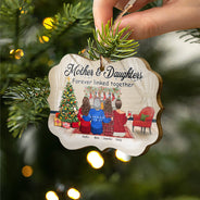 Forever Linked Together - Gift For Mother And Daughters - Personalized Wooden Ornament