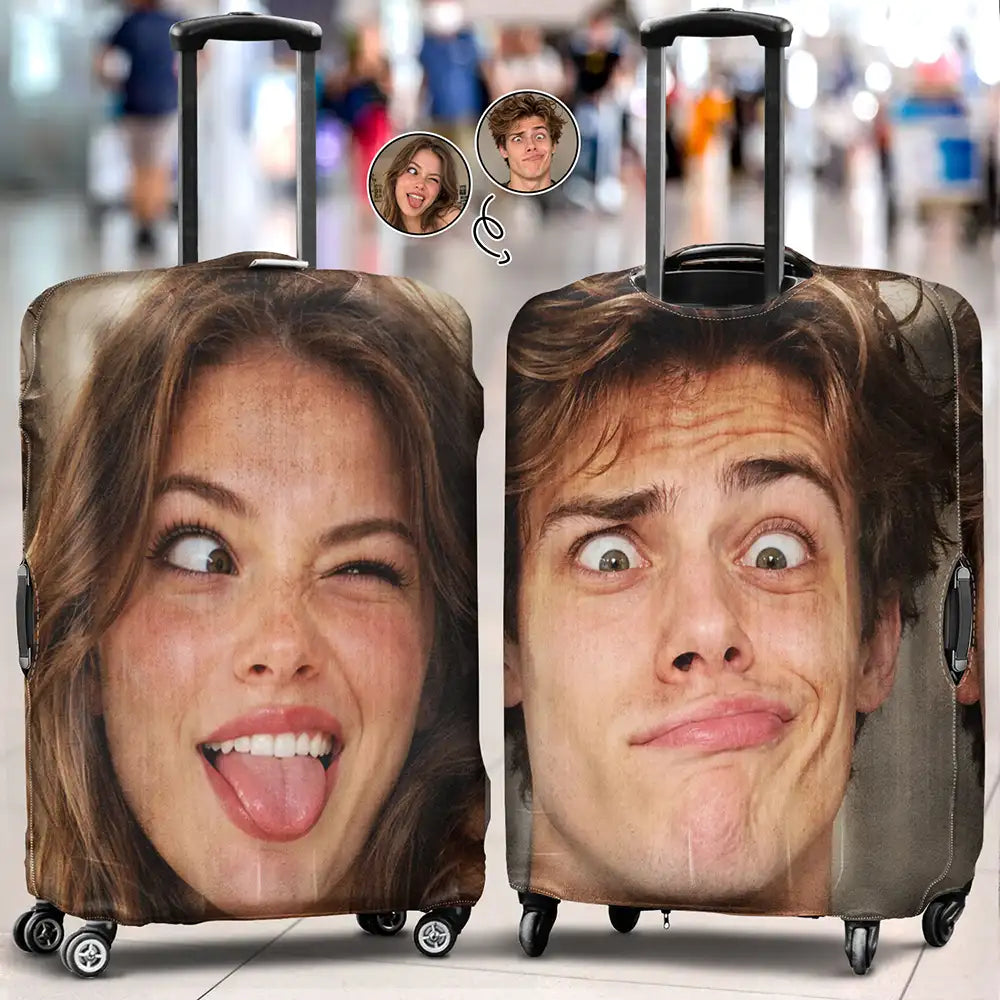 Funny Gift For Travel Couples - Personalized Custom Photo Luggage Cover