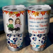 Seuls les vrais amis laissent une empreinte dans notre cœur - Cadeau de Noël pour les meilleurs amis - Gobelet personnalisé de 30 oz