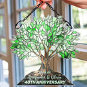 Old Couples,Wedding Anniversary,Love - Precious Couple Anniversary Stained Glass Effect - Personalized Window Hanging Suncatcher Ornament