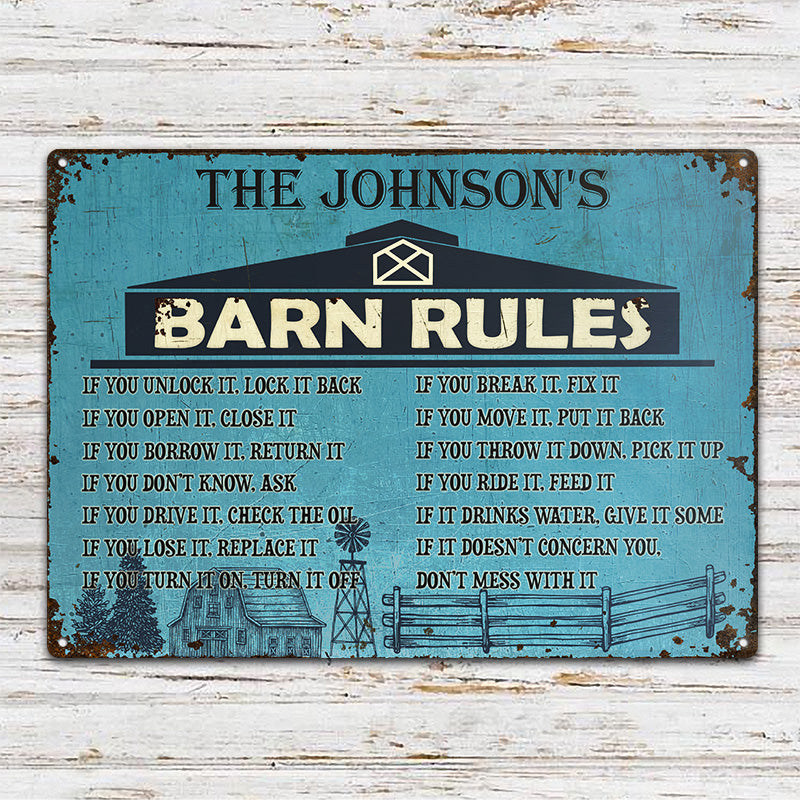 Personalized Farm Barn Rules Customized Classic Metal Signs