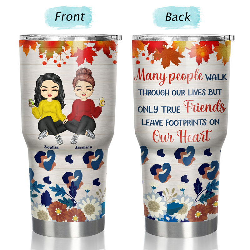 Seuls les vrais amis laissent une empreinte dans notre cœur - Cadeau de Noël pour les meilleurs amis - Gobelet personnalisé de 30 oz