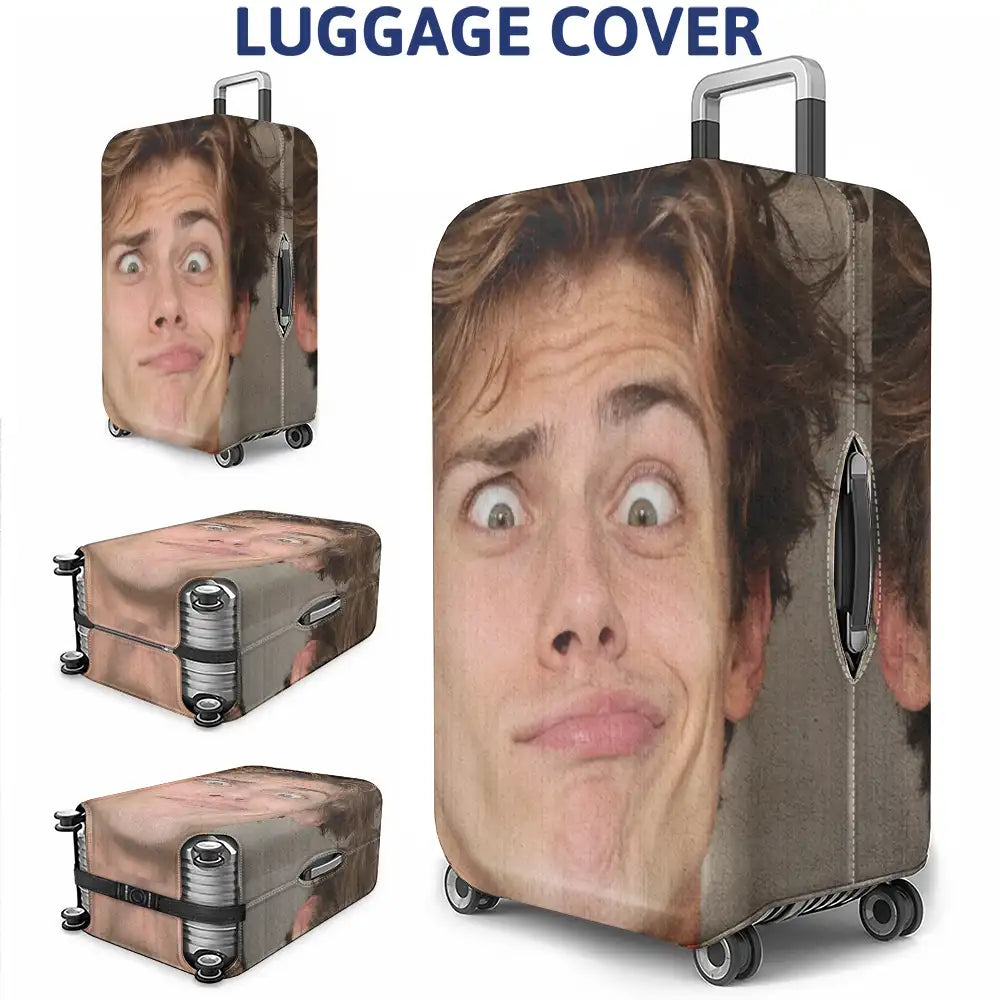 Christmas,Custom Photo,Gift For Couples,Humorous,Old Couples,Top Market,Upload Full Photo - Funny Gift For Travel Couples - Personalized Custom Photo Luggage Cover