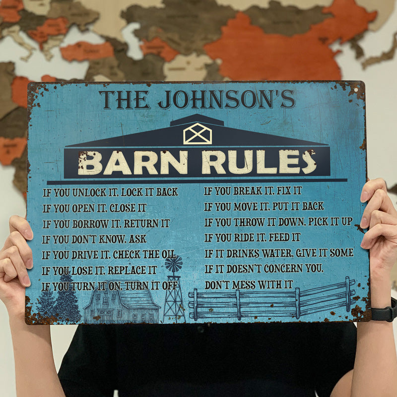Personalized Farm Barn Rules Customized Classic Metal Signs