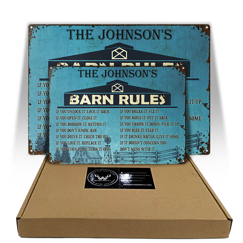 Personalized Farm Barn Rules Customized Classic Metal Signs