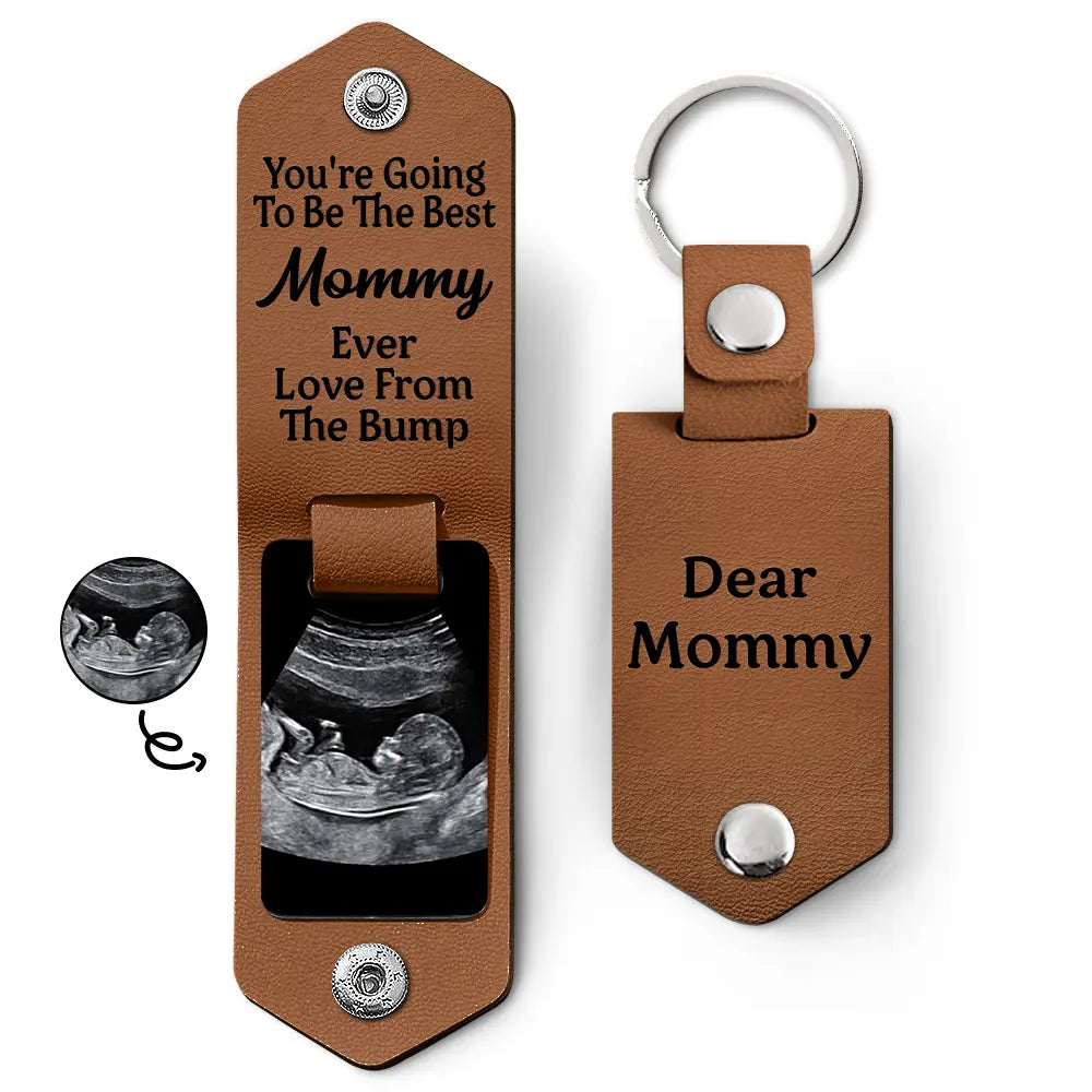 Custom Photo Going To Be The Best - Gift For Mom, Dad, New Parents - Personalized Leather Photo Keychain