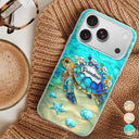 Gift For Grandma,Grandma - Grandkids,Grandma's Hobby,Happy - Turtle Stained Glass Mom Grandma - Personalized Clear Phone Case