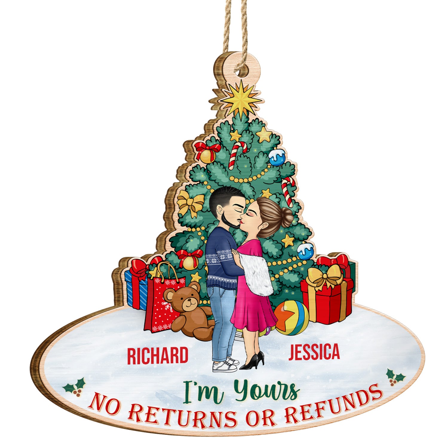 Annoying Each Other No Returns Or Refunds - Christmas Gift For Couples - Personalized Custom Shaped Wooden Ornament
