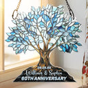 Old Couples,Wedding Anniversary,Love - Precious Couple Anniversary Stained Glass Effect - Personalized Window Hanging Suncatcher Ornament