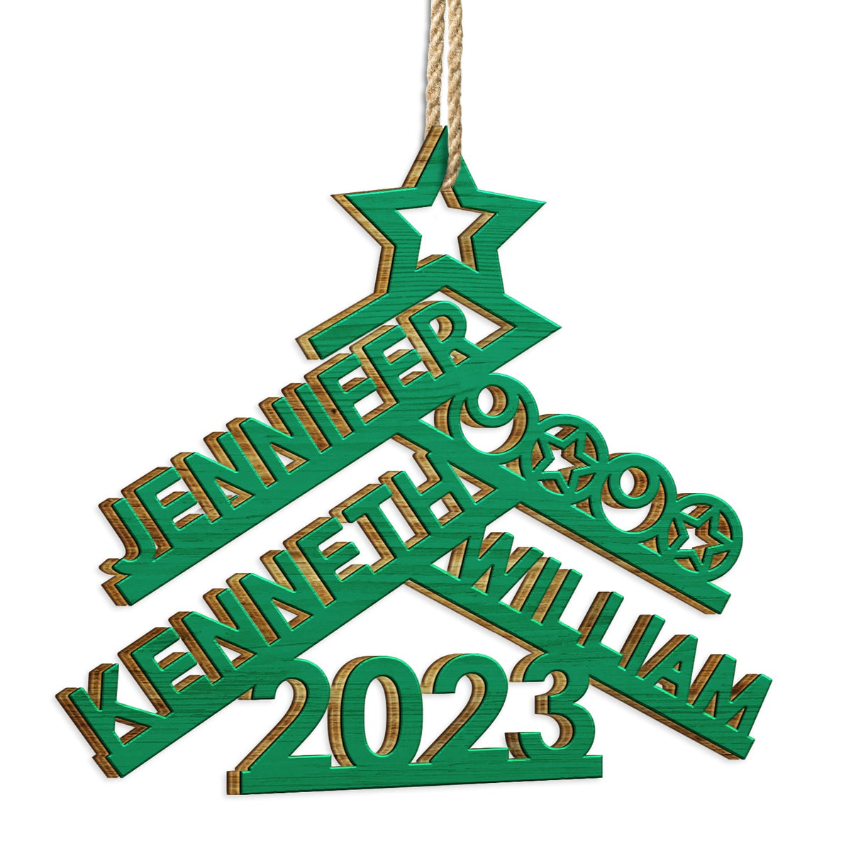 Christmas Family Names Decor - Gift For Family - Personalized Wooden Cutout Ornament