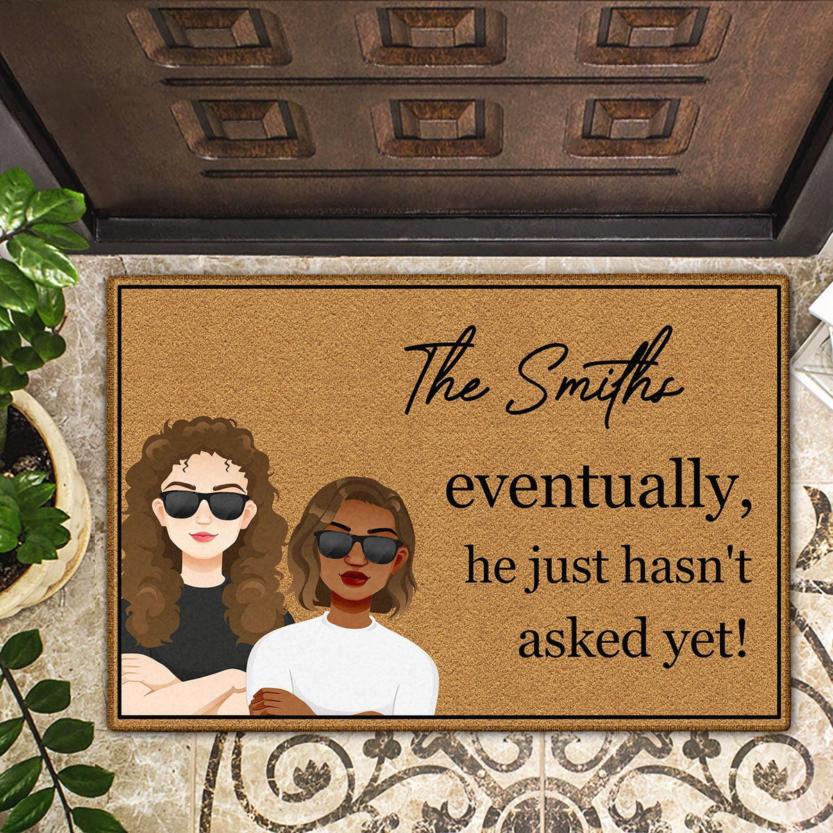 Couple Eventually He Just Hasn't Asked Yet Family - Gift For Couples - Personalized Doormat