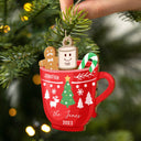 Marshmallow Gingerbread Man Hot Chocolate - Christmas, Lovely Gift For Parents, Grandparents - Personalized Wooden Cutout Ornament