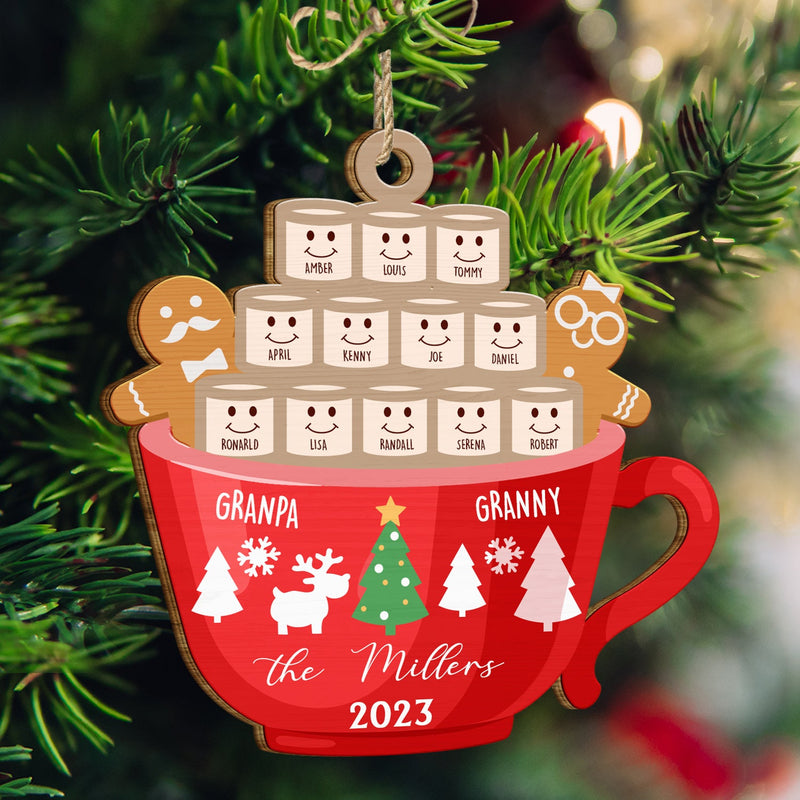 Marshmallow Gingerbread Man Hot Chocolate - Christmas, Lovely Gift For Parents, Grandparents - Personalized Wooden Cutout Ornament