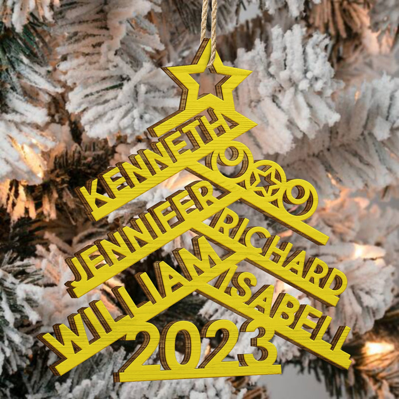 Christmas Family Names Decor - Gift For Family - Personalized Wooden Cutout Ornament