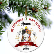 Mon premier Noël - Cadeau pour les propriétaires de chats - Ornement en céramique rond personnalisé