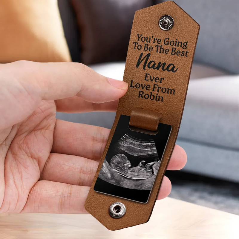 Porte-clés photo personnalisé en cuir - Cadeau idéal pour maman, papa et jeunes parents