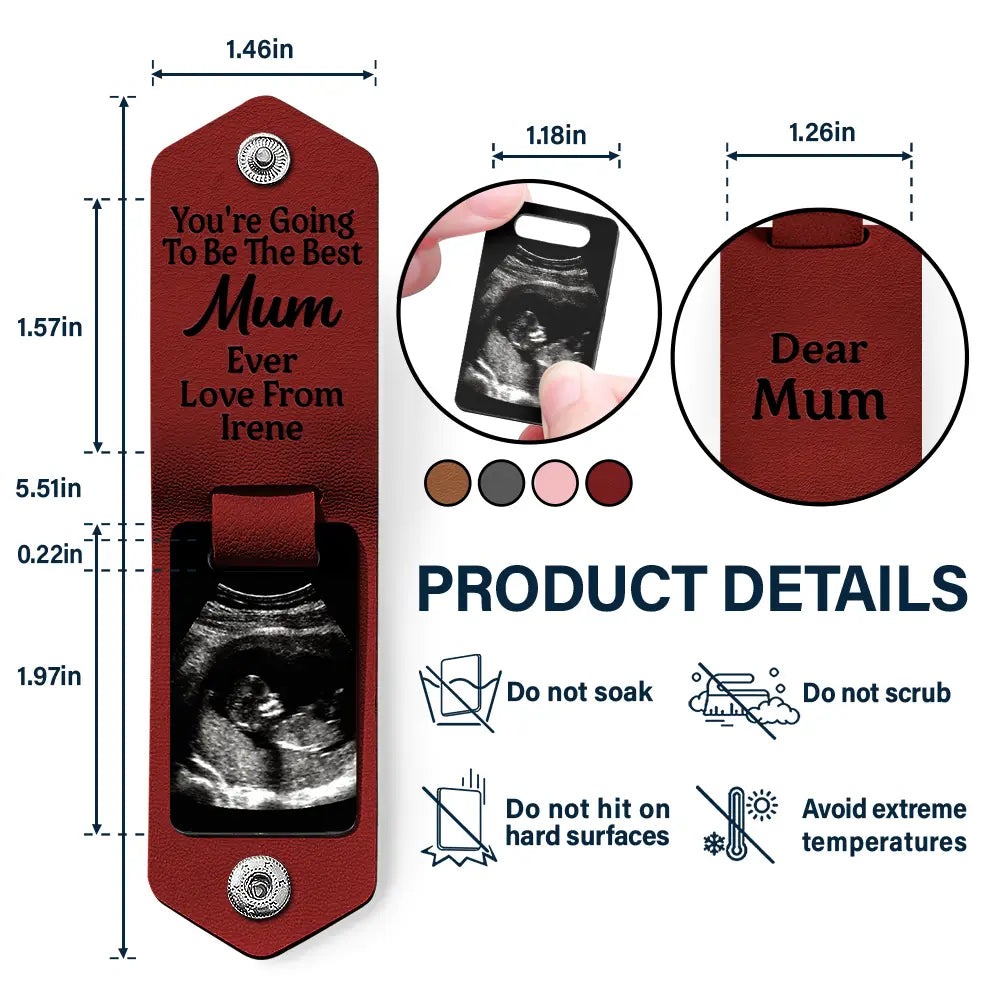 Porte-clés photo personnalisé en cuir - Cadeau idéal pour maman, papa et jeunes parents