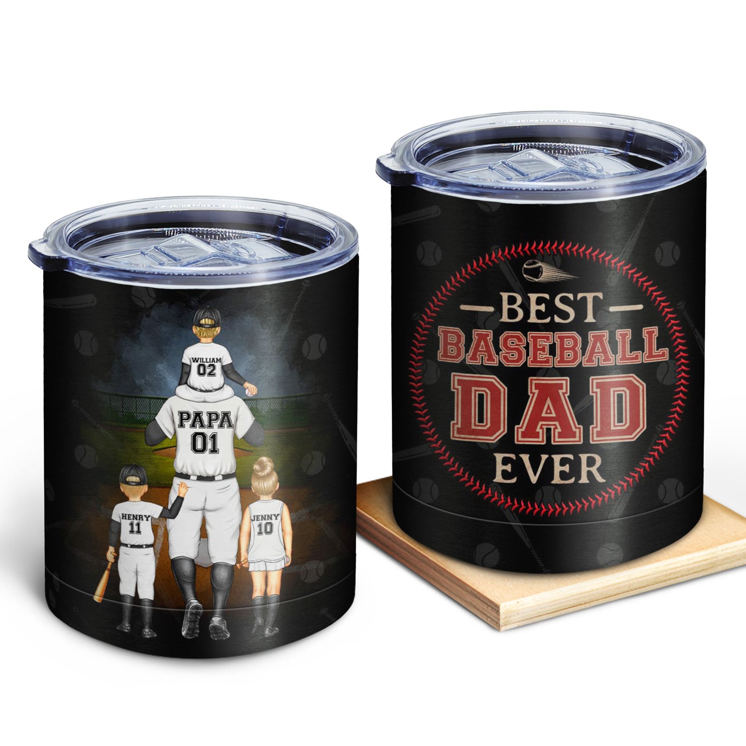 Best Baseball Dad Ever - Gift For Dad, Father, Baseball, Softball Fans - Personalized Lowball Tumbler