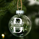 Family,Happy,Christmas,Gift For Bestie - Monogram Initial - Personalized Ball Ornament