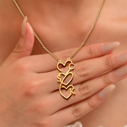 Gift For Couples,Family,Gift For Bestie - Initials Sign Name Family Together - Personalized Letter Necklace