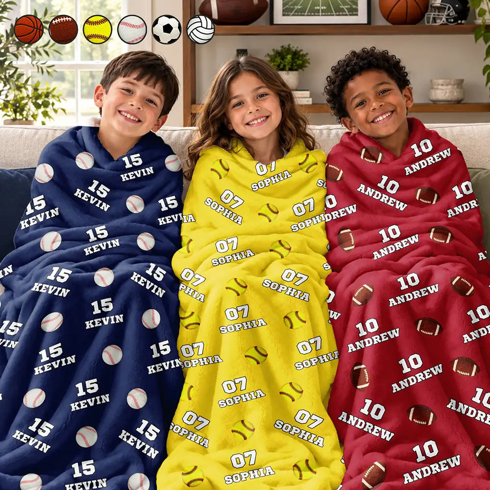 Christmas,Football,Gift For Grandma,Gifts For Her,Happy,Icon - Sports Gift For Kids - Personalized American Football Baseball Soccer Fleece Blanket, Sherpa Blanket