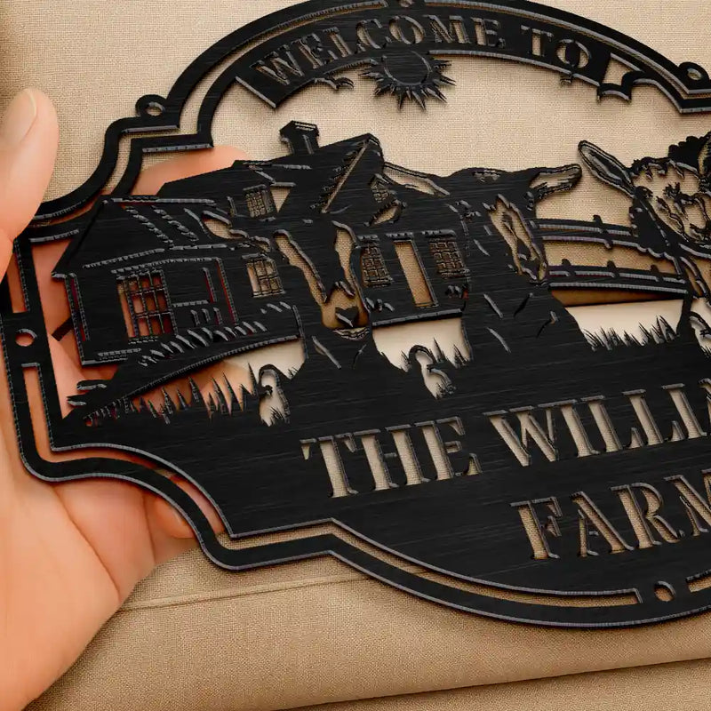 Farm,Happy - Welcome Animals Farm - Personalized Cutout Metal Sign