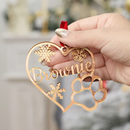 Happy,Christmas,Pet Lovers,Dog Lovers,Cat Lovers - Christmas Pet Paw Sign With Names - Personalized DIY Mirror Acrylic Ornament