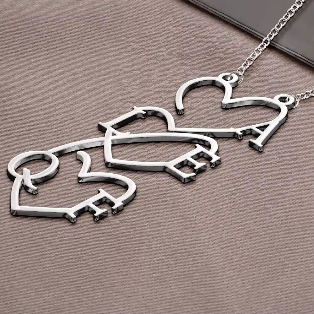 Gift For Couples,Family,Gift For Bestie - Initials Sign Name Family Together - Personalized Letter Necklace