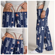 Christmas,Football,Gift For Men,Gift For Yourself,Gifts For Him,Humorous,Icon,Top Market - Gag Gift For Football Baseball Soccer Fan - Personalized Name Number Pajama Pants