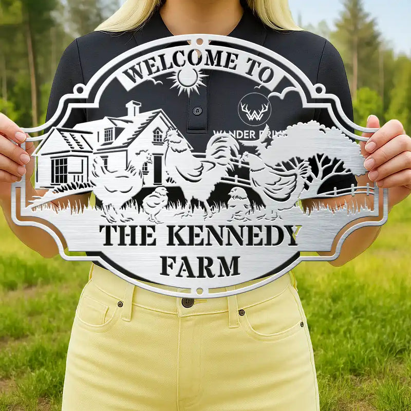 Farm,Happy - Welcome Animals Farm - Personalized Cutout Metal Sign