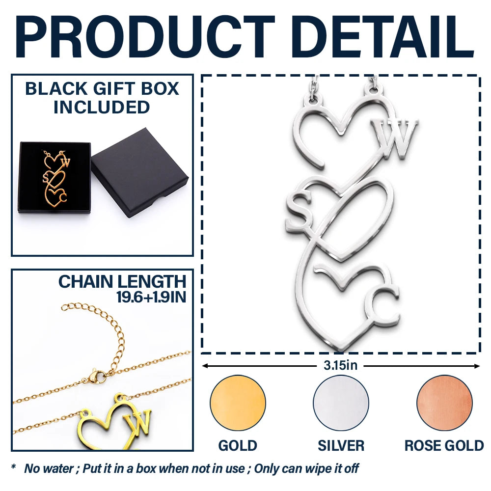 Gift For Couples,Family,Gift For Bestie - Initials Sign Name Family Together - Personalized Letter Necklace