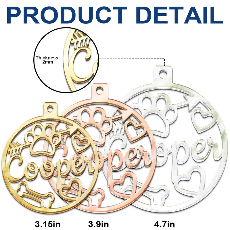 Happy,Christmas,Pet Lovers,Dog Lovers,Cat Lovers - Christmas Pet Paw Sign With Names - Personalized DIY Mirror Acrylic Ornament